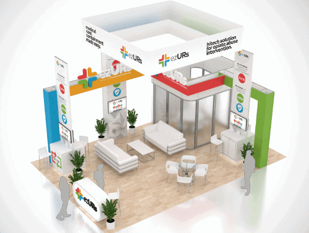 Large-format trade show graphics being printed on SEG fabric