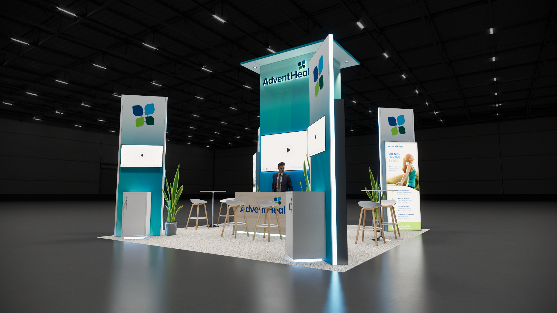 HIMSS 20x20 trade show exhibit rental in Las Vegas (view 2)