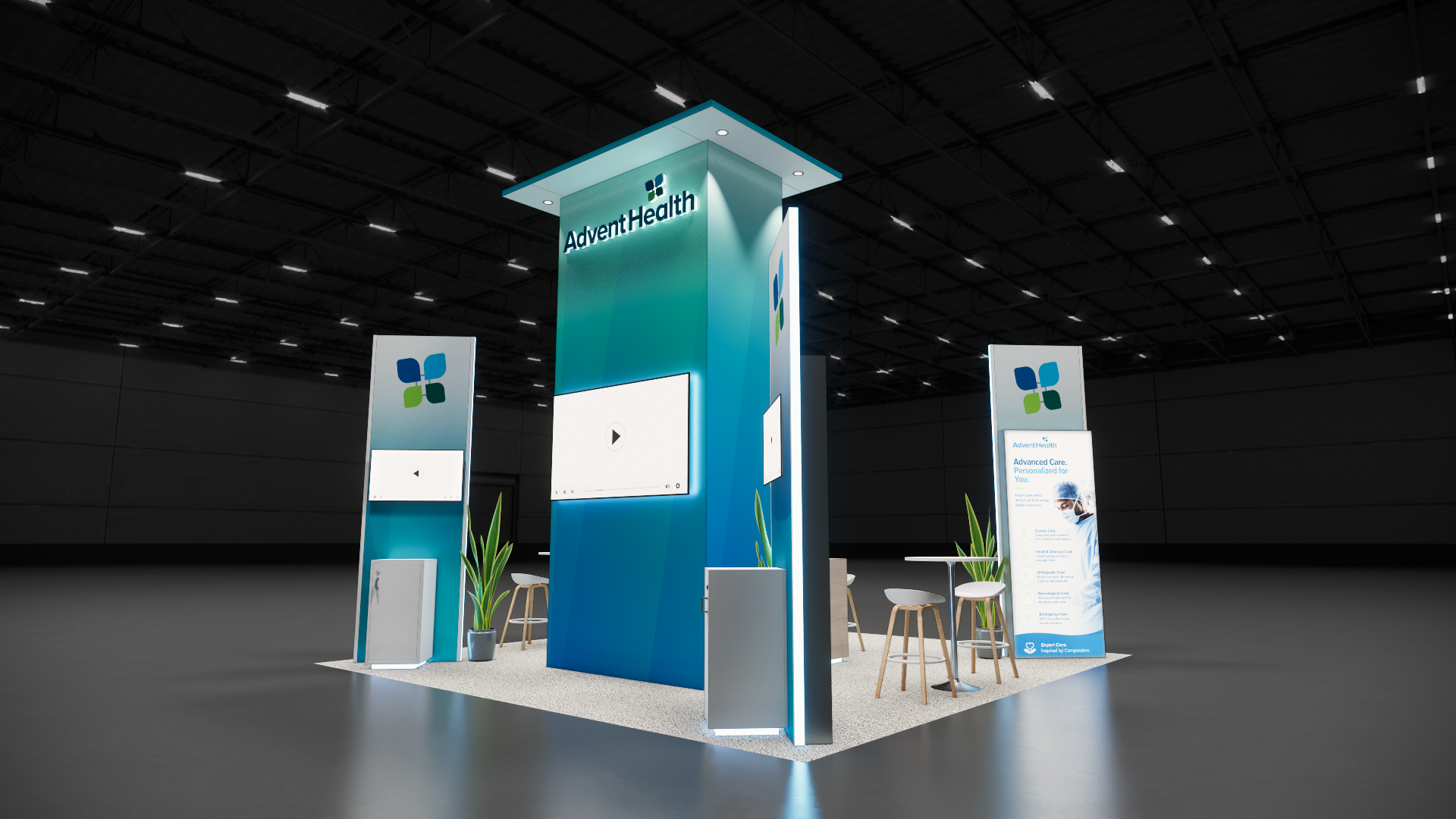 HIMSS 20x20 trade show exhibit rental in Las Vegas (view 3)