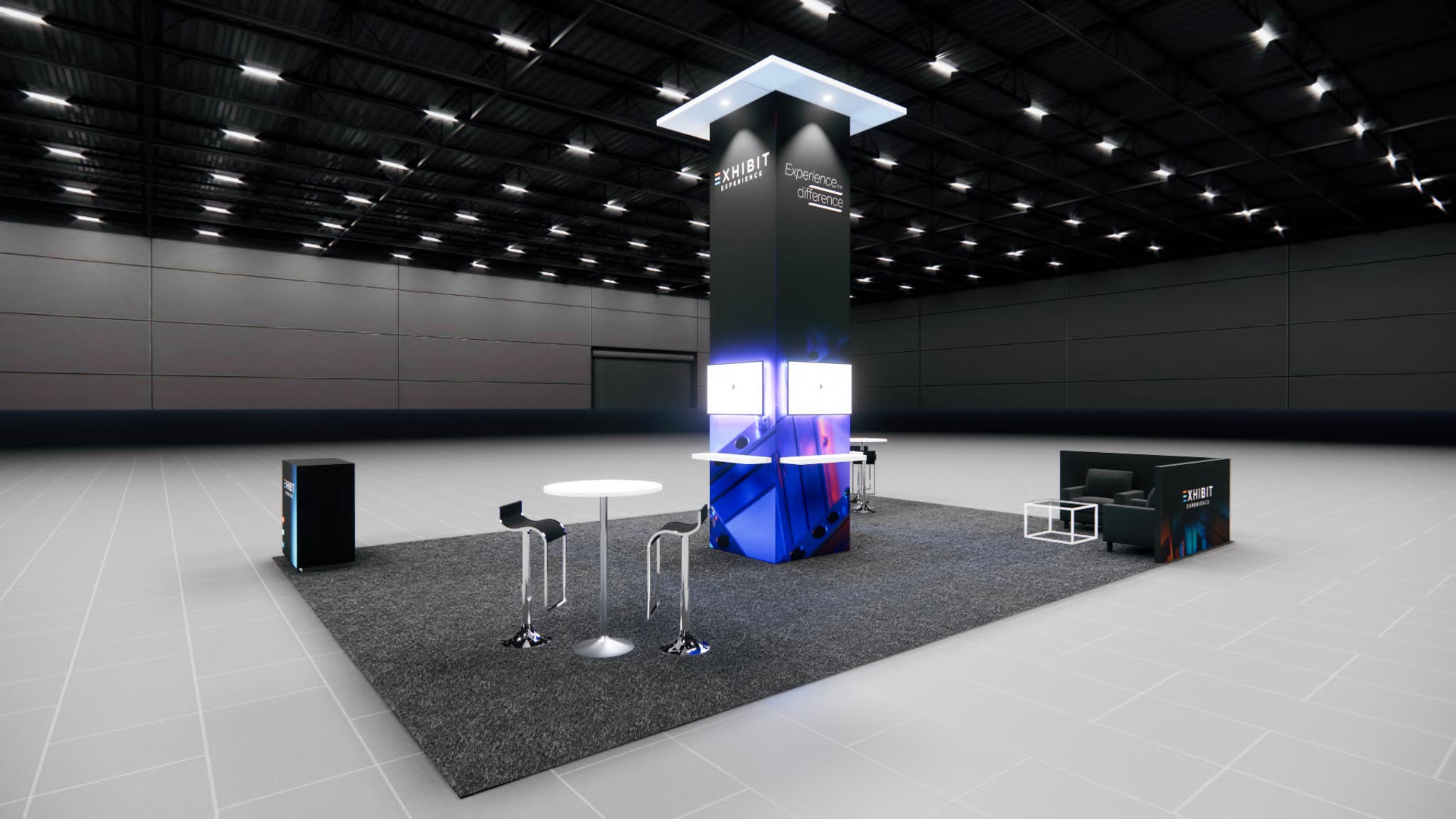 20x30 custom trade show exhibit rental in Las Vegas — 20x30 Island Exhibit Rental (view 1)