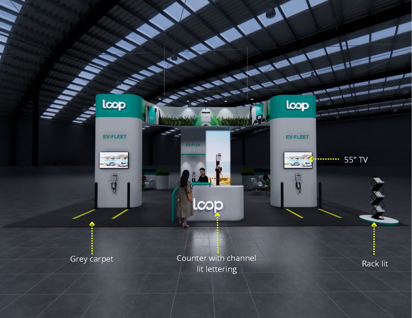 Las Vegas expo hall set for a travel and tourism marketplace with meeting-focused exhibits